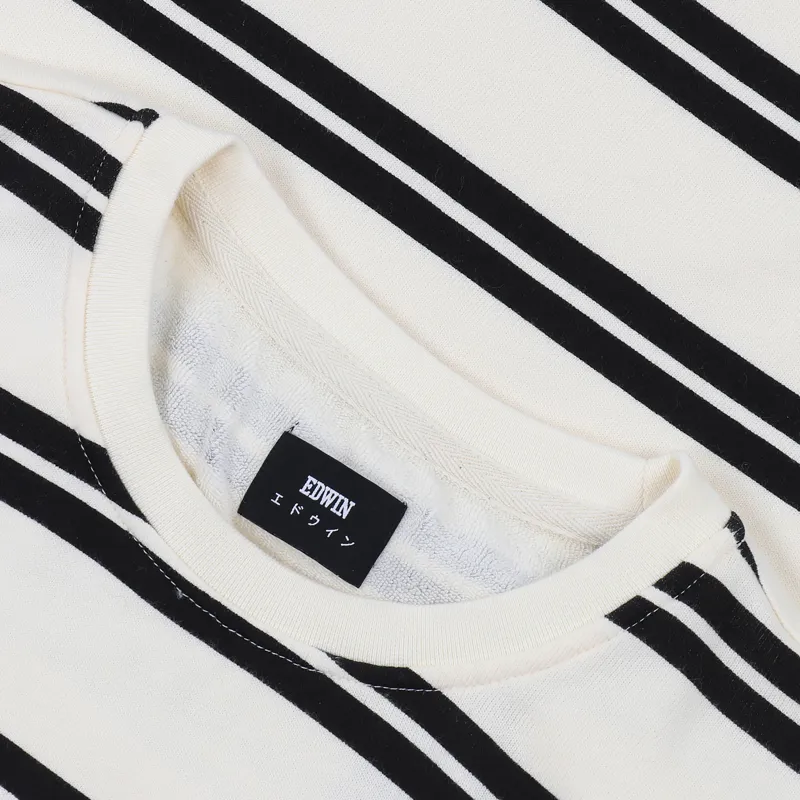 Edwin Terry Striped Long Sleeve T Shirt Natural Black-2