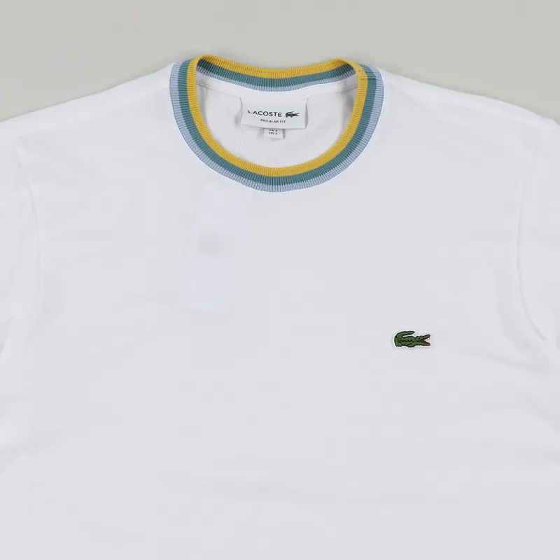 Lacoste Striped Crew Neck T Shirt White-1