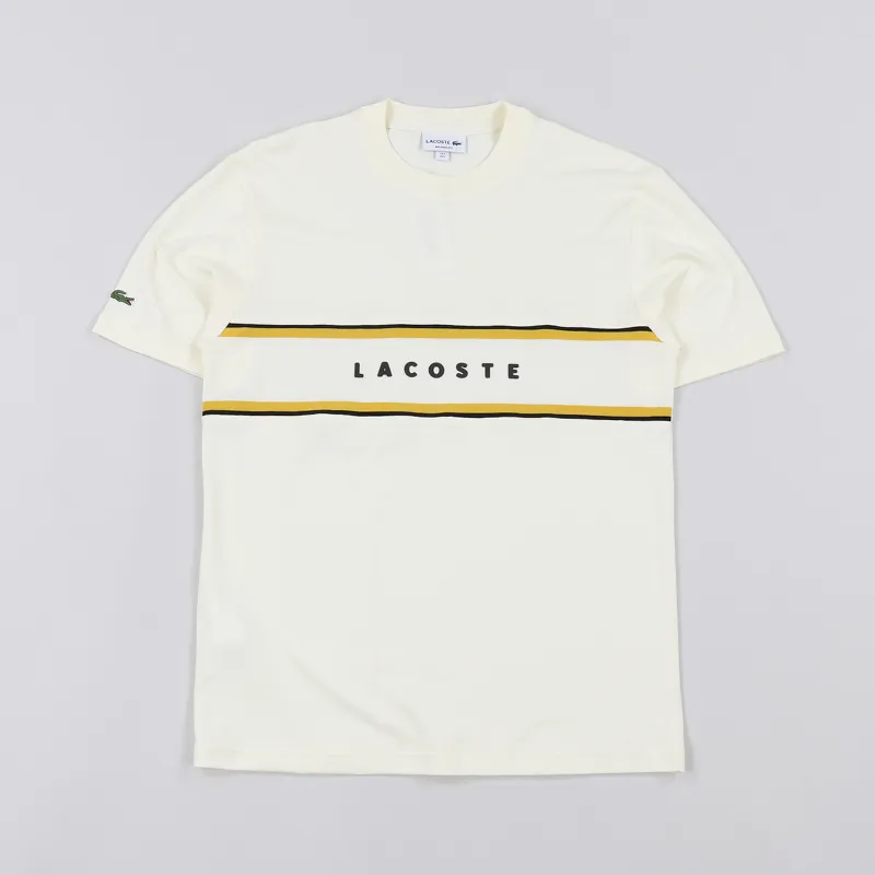 Lacoste Lettered Pique Panel T Shirt White