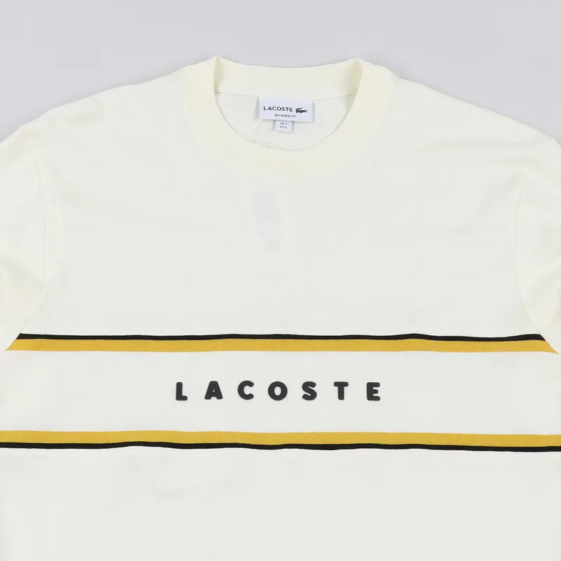 Lacoste Lettered Pique Panel T Shirt White-1