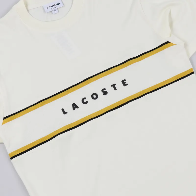 Lacoste Lettered Pique Panel T Shirt White-2