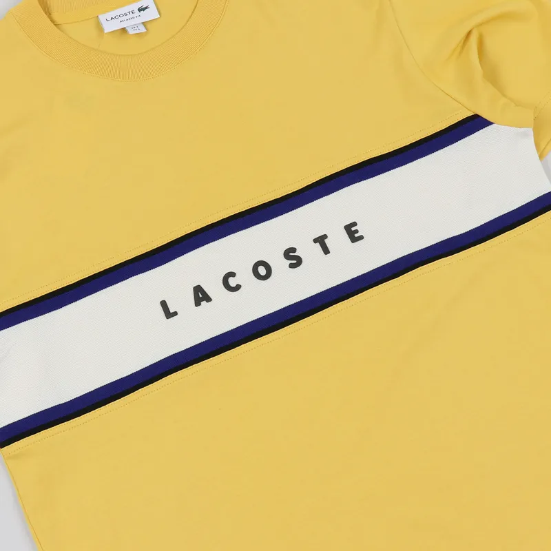 Lacoste Lettered Pique Panel T Shirt Yellow-2