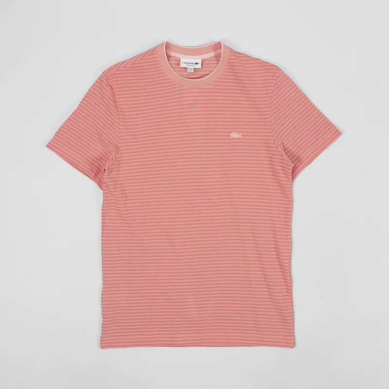 Lacoste Pique Striped T Shirt Light Pink