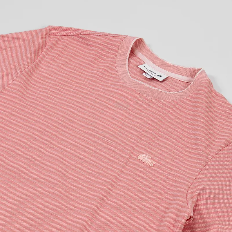 Lacoste Pique Striped T Shirt Light Pink-1