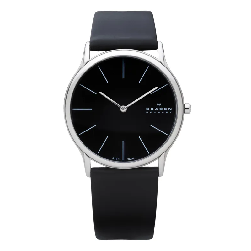 Skagen Theodor Leather Watch Black Black