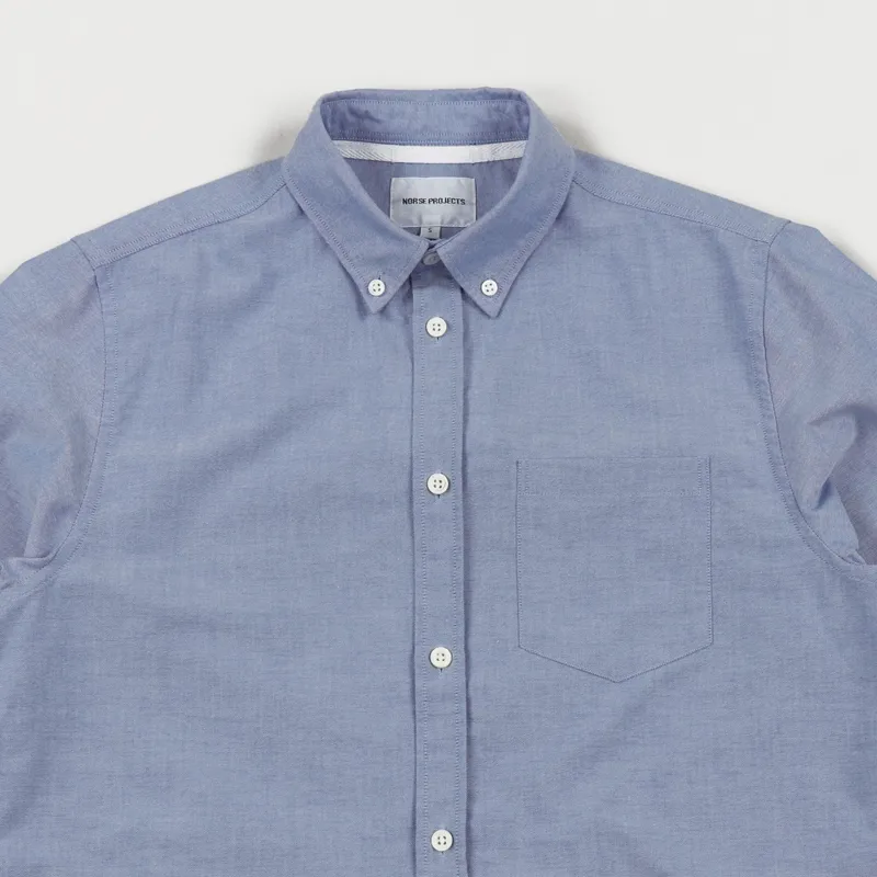 Norse Projects Theo Oxford Short Sleeve Shirt Navy-1