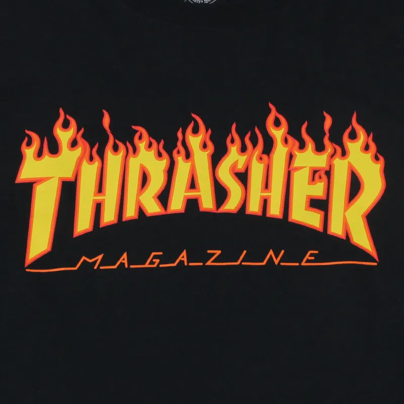 Thrasher Skateboard Magazine LS Flame T-Shirt Black-1