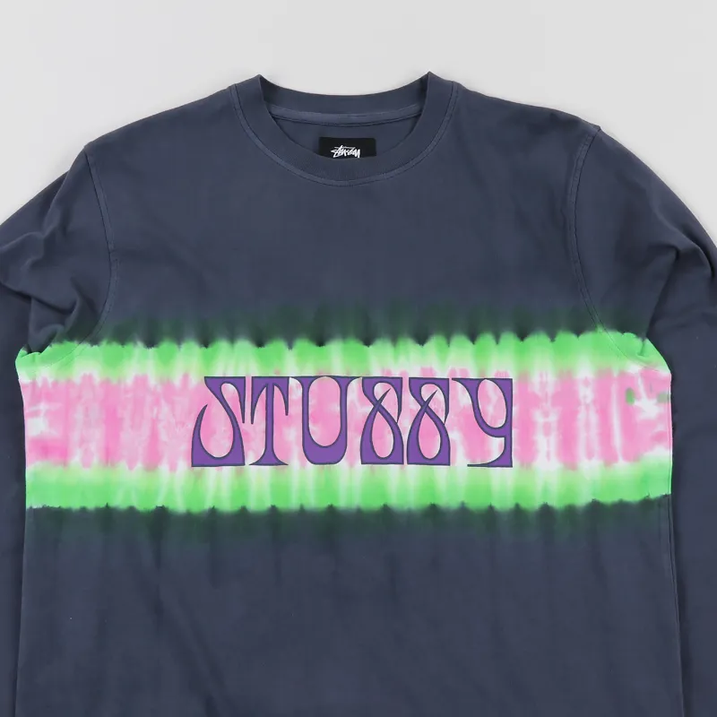 Stussy Tie Dye Stripe Long Sleeve T Shirt Black-1
