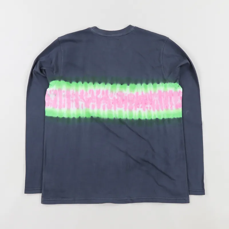 Stussy Tie Dye Stripe Long Sleeve T Shirt Black-2