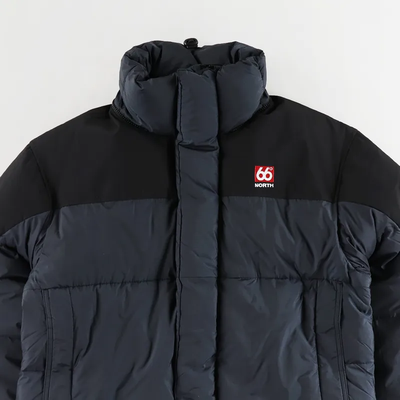 66 North Mens Winter Insulated Tindur Down Parka Jacket Black