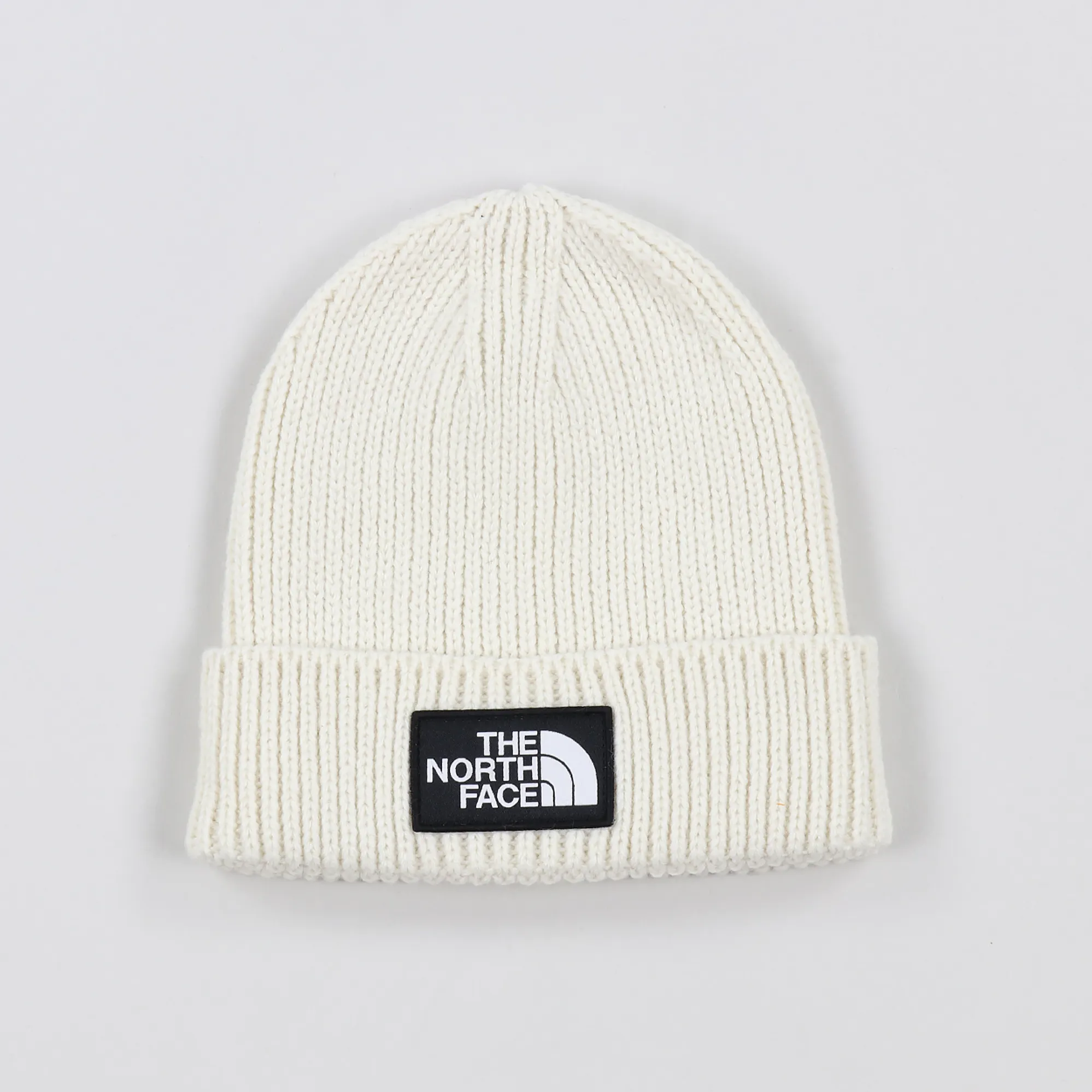 The North Face Logo Box Cuff Beanie Vintage White