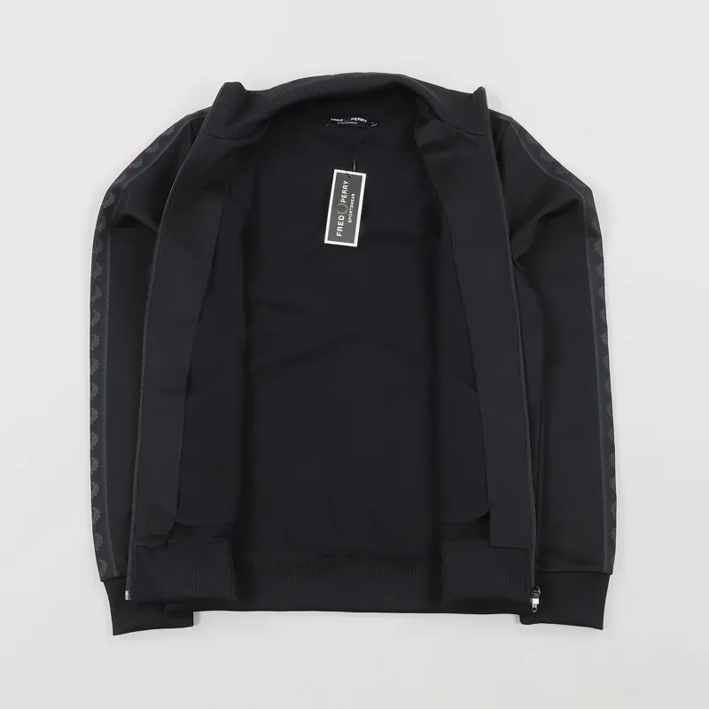Fred Perry Tonal Taped Track Jacket Black-3