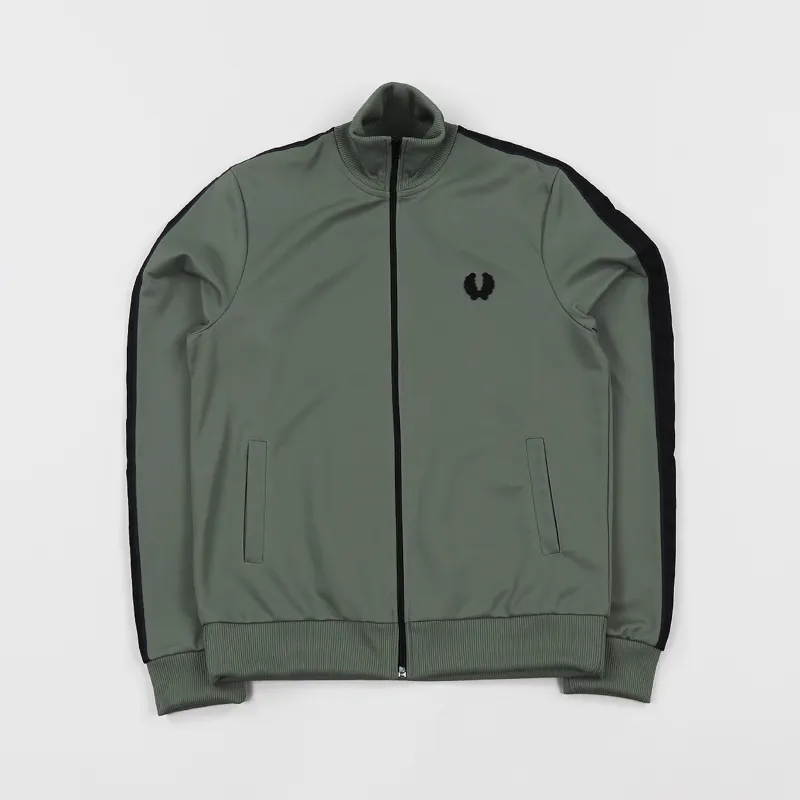 Fred Perry Mens Tonal Taped Tracksuit Jacket Washed Khaki