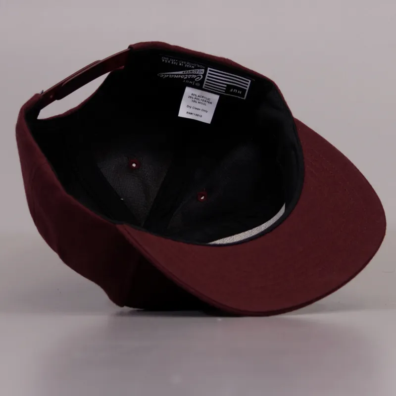 Huf Tonal Box Logo Snapback Burgundy-6