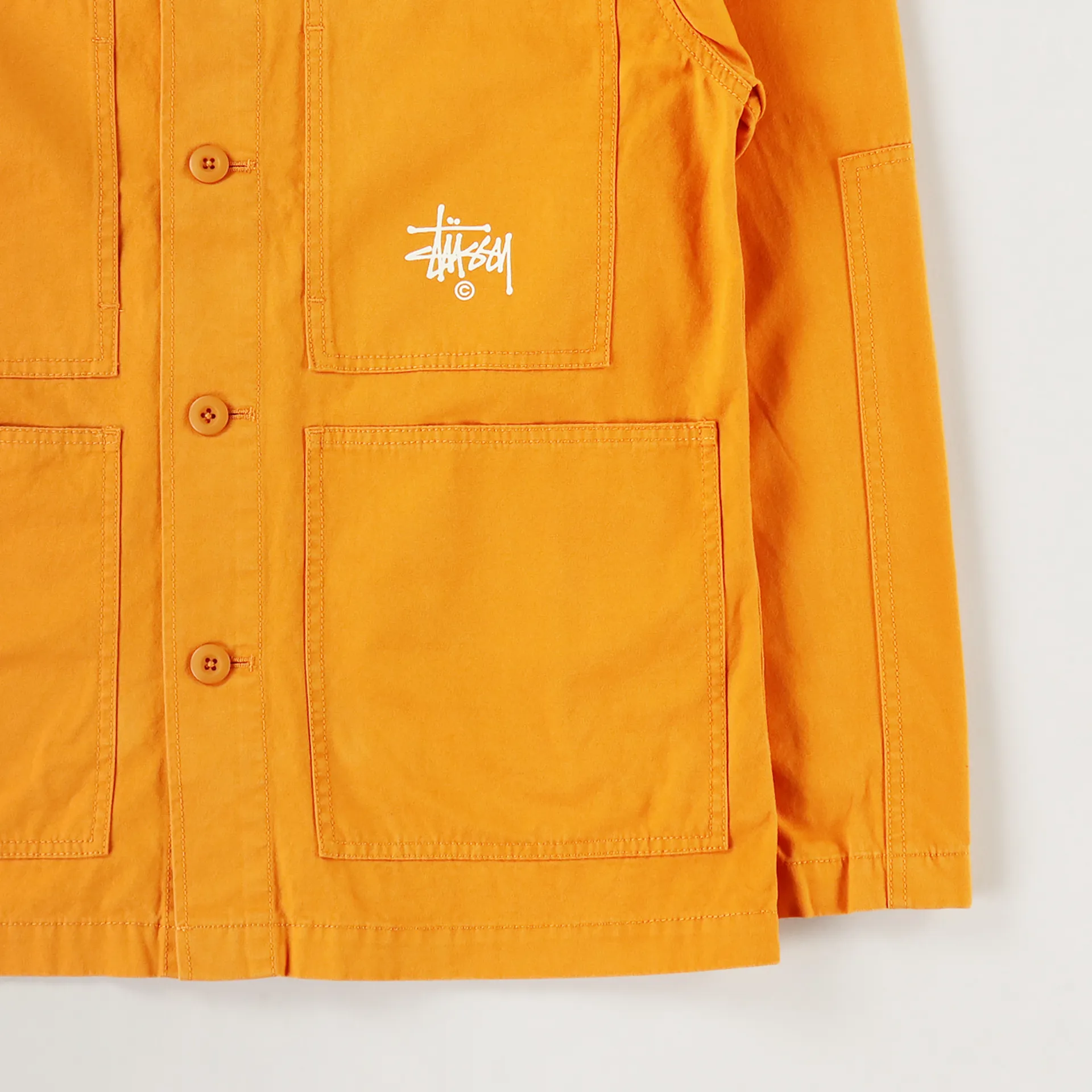 Stussy Mens Chore Cotton Canvas Workwear Torque Jacket Orange