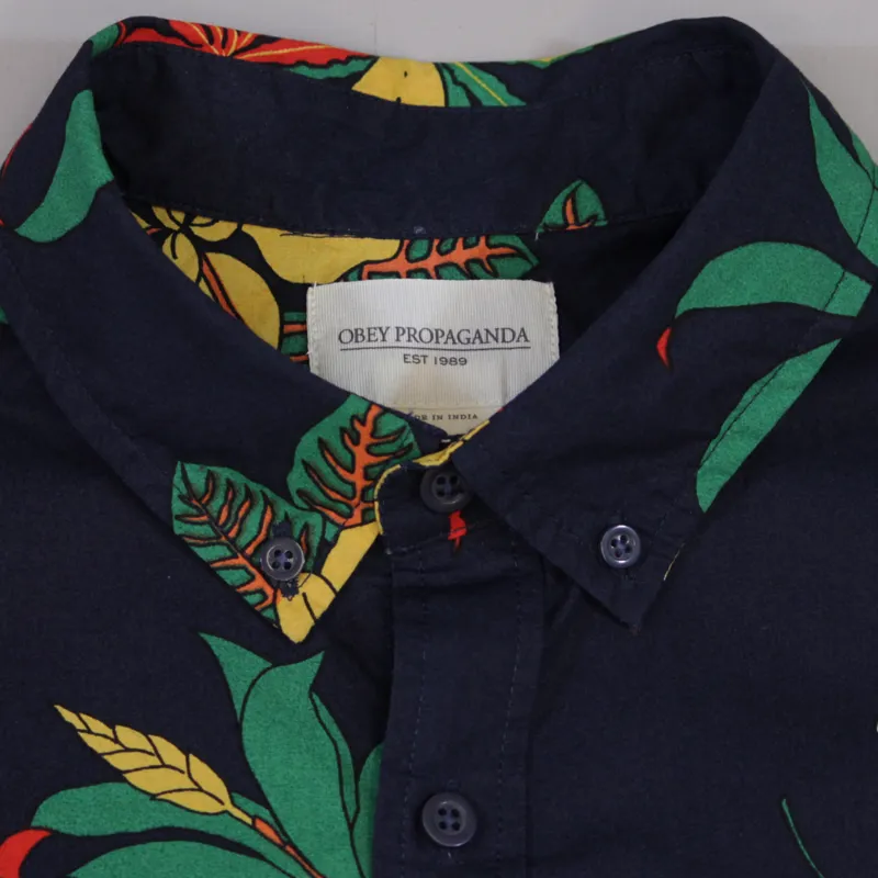 Obey Tourist Woven Short Sleeve Shirt Navy-1