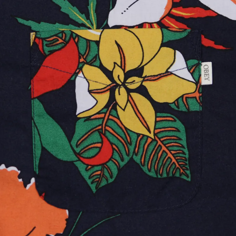Obey Tourist Woven Short Sleeve Shirt Navy-2