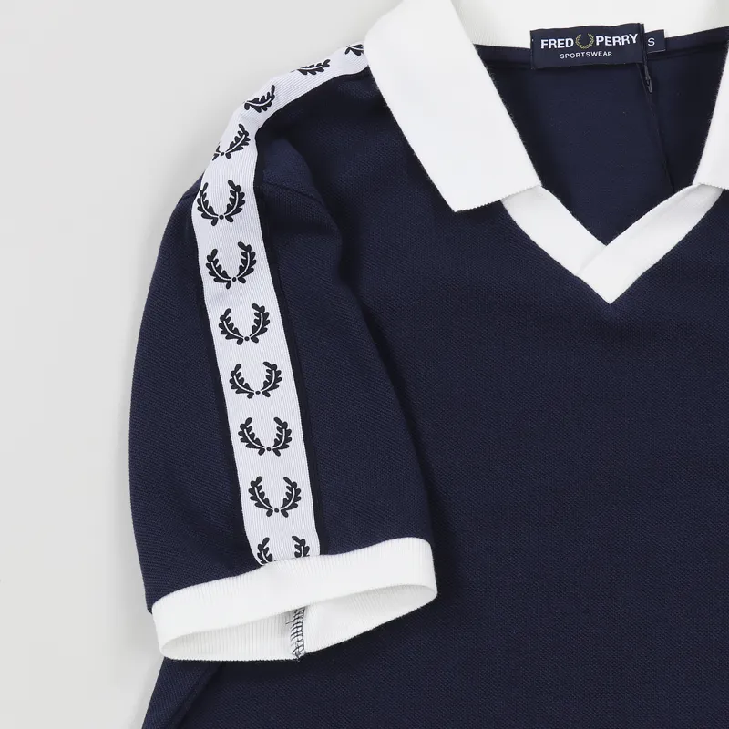 Fred Perry Taped Pique Polo Shirt Cobalt Blue-2