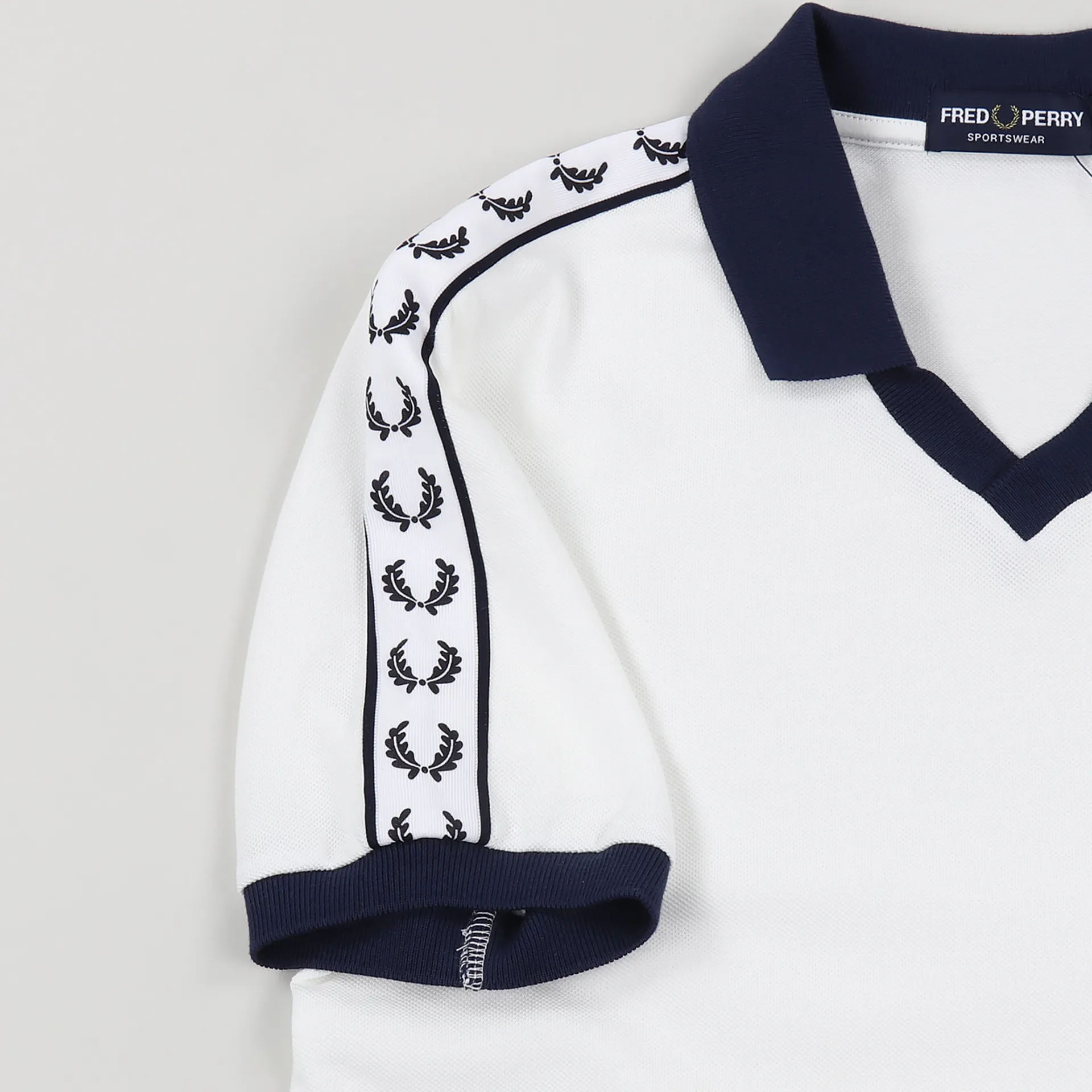 Fred Perry Taped Logo Cotton Pique Polo Shirt Snow White