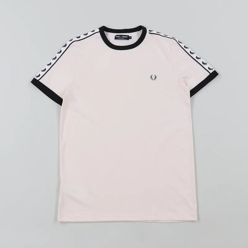 Fred Perry Taped Ringer T Shirt Pink