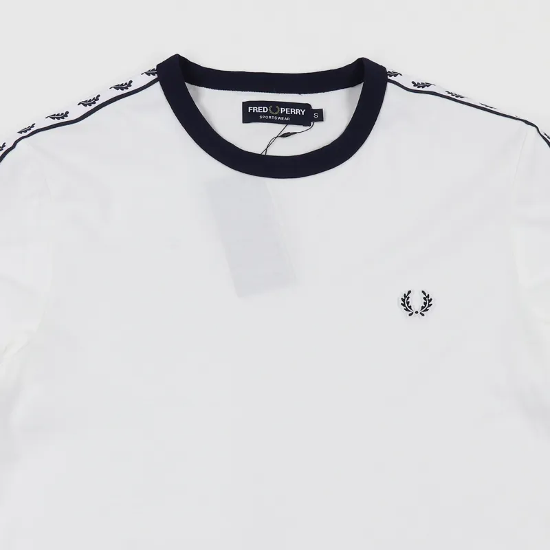 Fred Perry Taped Ringer T Shirt Snow White Navy-1