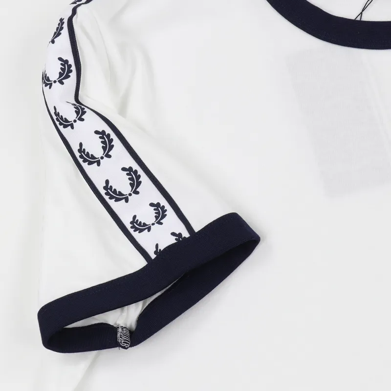 Fred Perry Taped Ringer T Shirt Snow White Navy-2