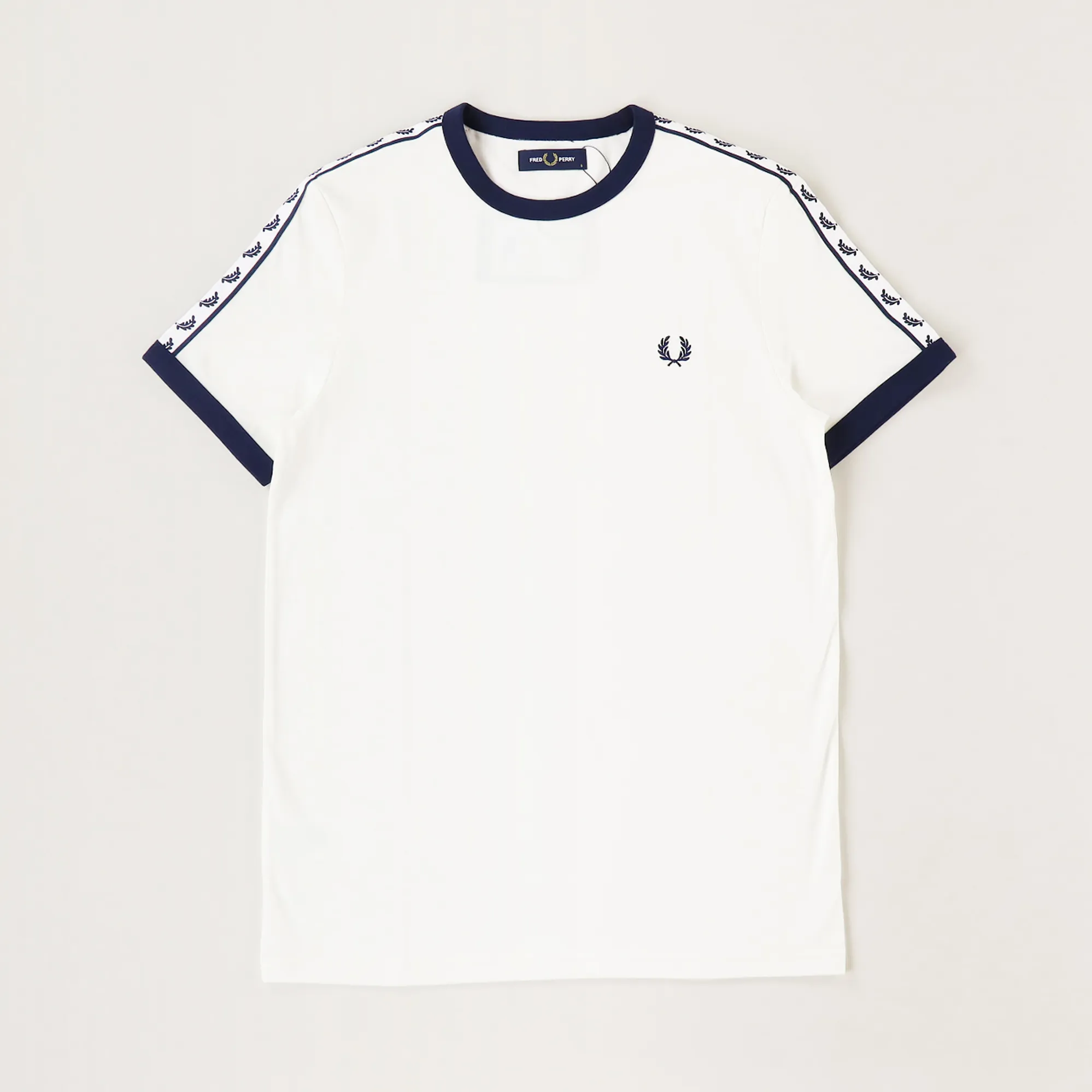 Fred Perry Taped Ringer T Shirt Snow White - Main Image