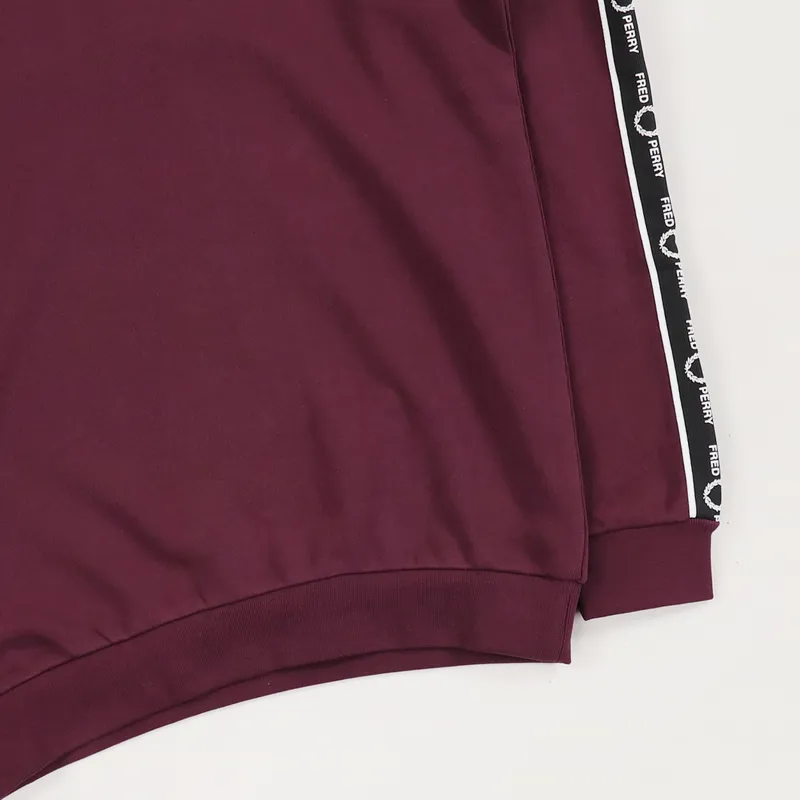 Fred Perry Taped Sleeve Hooded Sweatshirt Mahogany-2