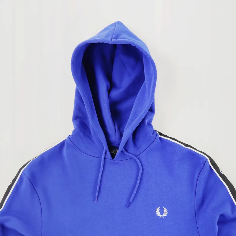 Fred Perry Taped Sleeve Hooded Sweatshirt Bright Regal-1