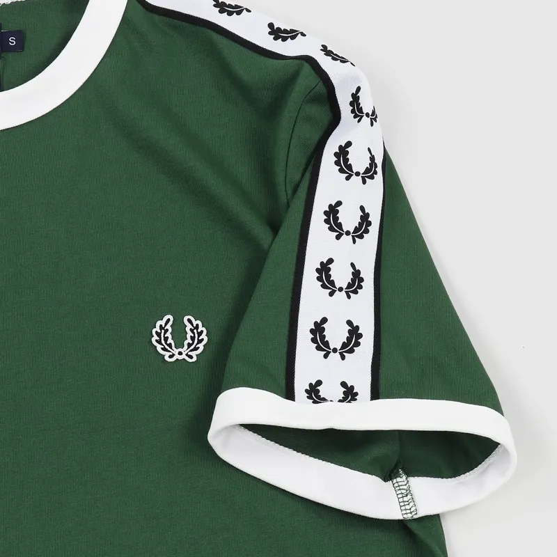 Fred Perry Taped Ringer T Shirt Tartan Green-2