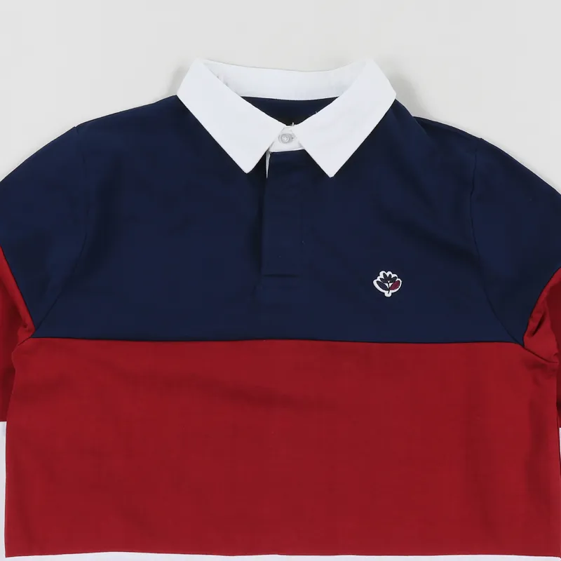 Magenta Long Sleeve Polo Shirt Tricolor-1