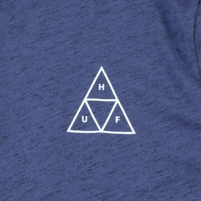 Huf Triple Triangle Streaky Heather T Shirt Navy-1