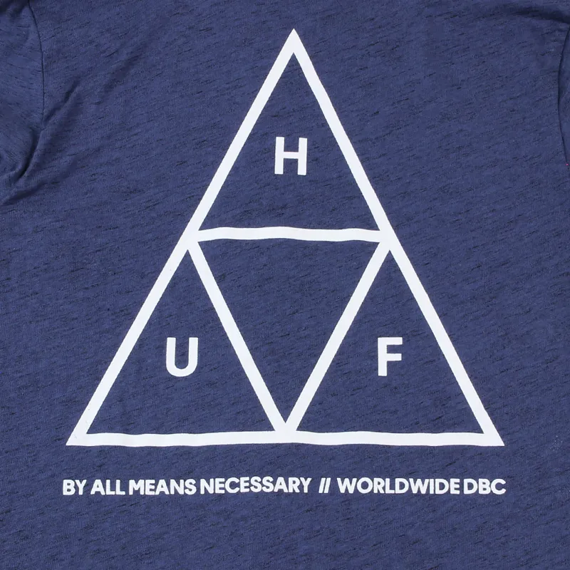 Huf Triple Triangle Streaky Heather T Shirt Navy-4