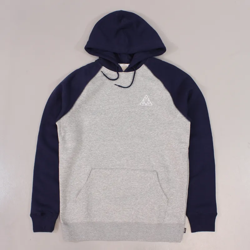 Huf Triple Triangle Raglan Hoodie Navy Grey Heather