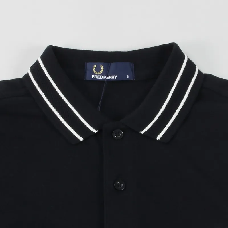 Fred Perry Tramline Tipped Pique Polo Shirt Black-2