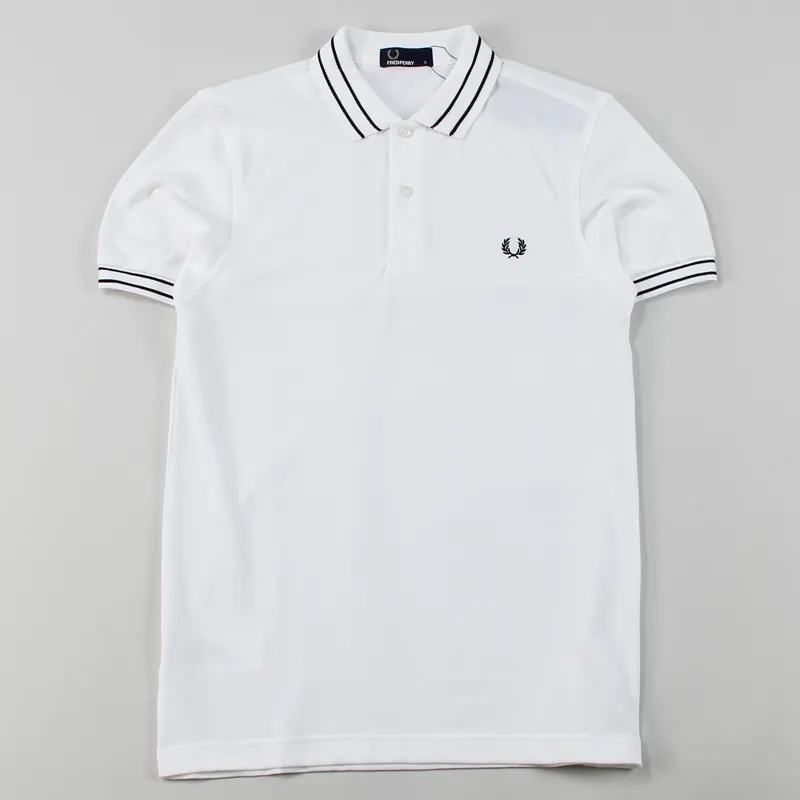 Fred Perry Tramline Tipped Pique Polo Shirt White