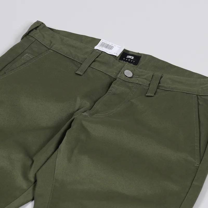 Edwin 55 Chino Military Green Plain Rinsed-5