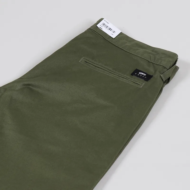 Edwin 55 Chino Military Green Plain Rinsed-3