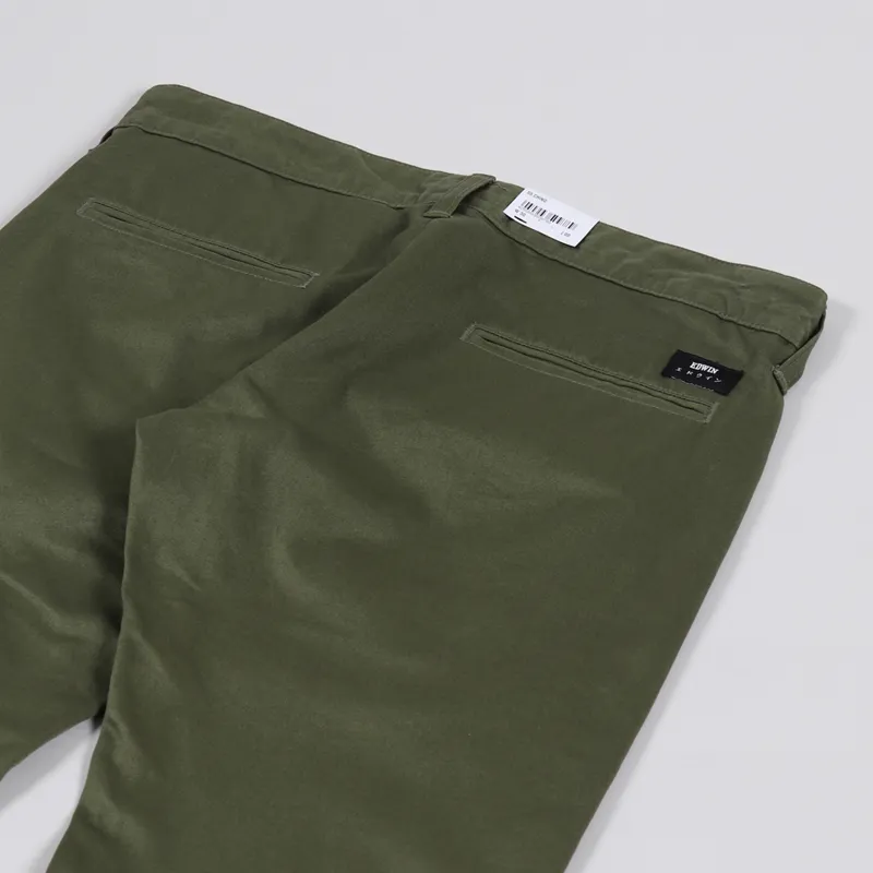 Edwin 55 Chino Military Green Plain Rinsed-6