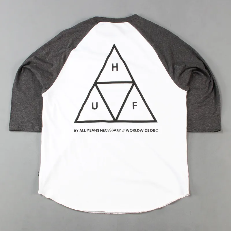 Huf Triple Triangle Raglan T Shirt Charcoal-3