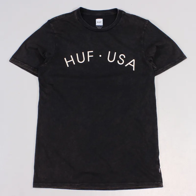 Huf USA Washed T Shirt Black