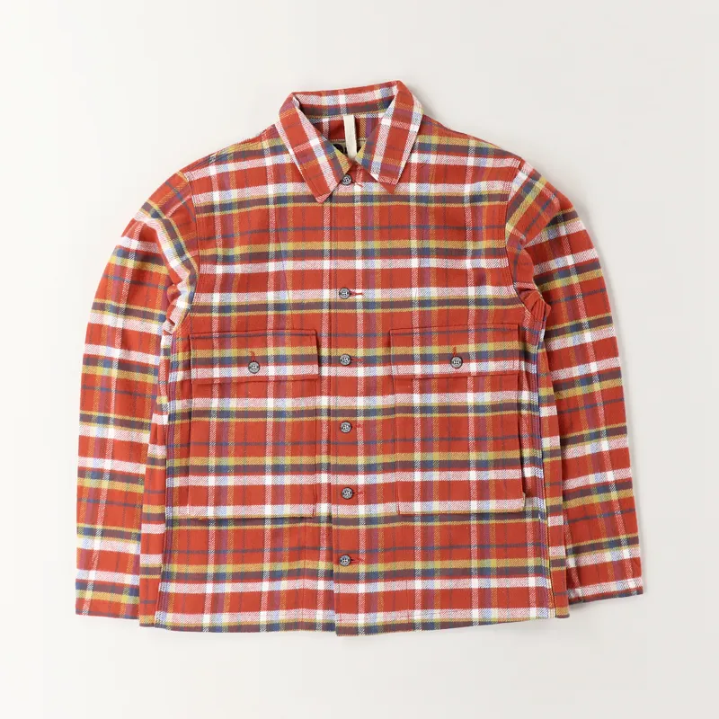 Nigel Cabourn x Lybro Mens Workwear USMC LS Shirt Orange Check