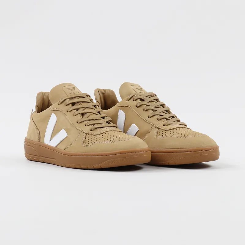 Veja V-10 Bastille Nubuck Shoes Desert White-3
