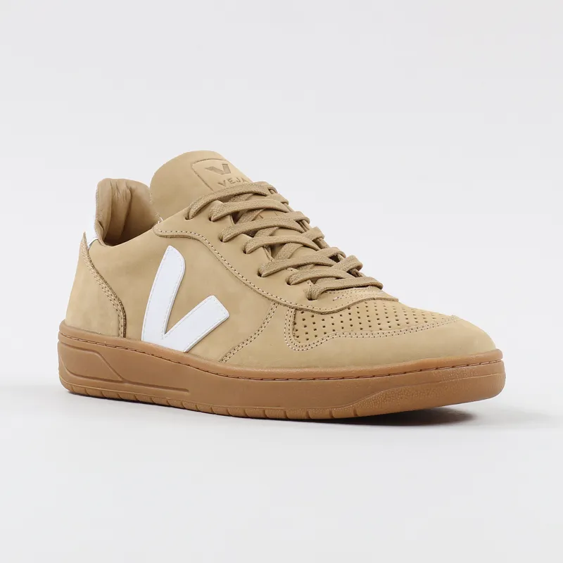 Veja V-10 Bastille Nubuck Shoes Desert White-4