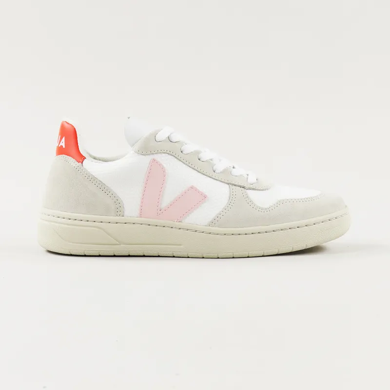 Veja Womens V-10 B Mesh Shoes White Petale Orange Fluo-1