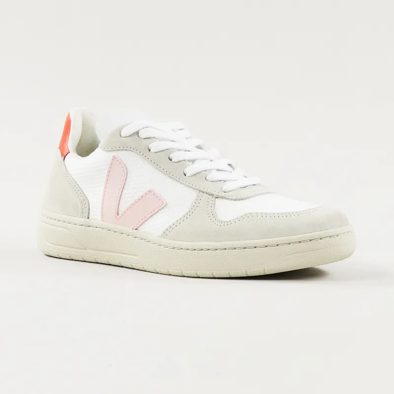 Veja Womens V-10 B Mesh Shoes White Petale Orange Fluo-4