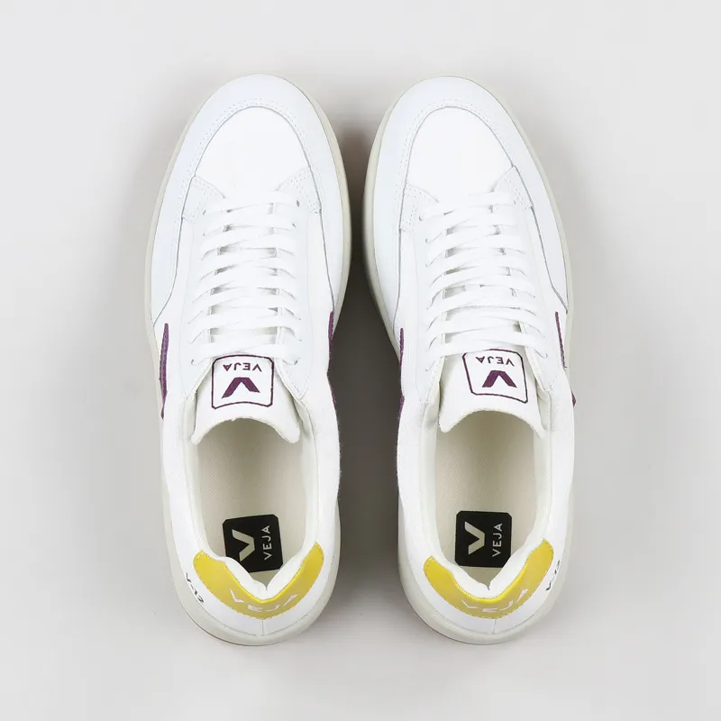 Veja Mens V 12 B Mesh Eco Leather Shoes White Berry Gold Yellow