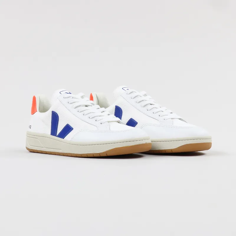 Veja V-12 B-Mesh Shoes White Indigo Orange Fluo