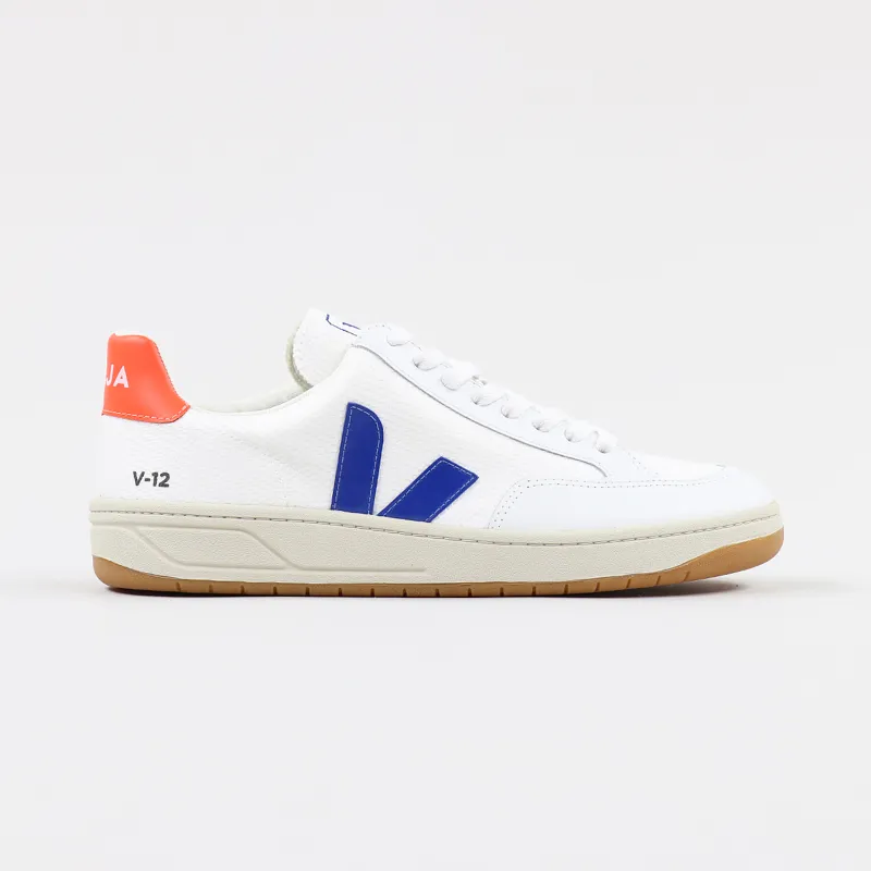 Veja V-12 B-Mesh Shoes White Indigo Orange Fluo-1
