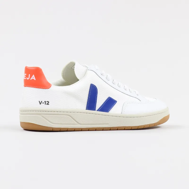 Veja V-12 B-Mesh Shoes White Indigo Orange Fluo-5